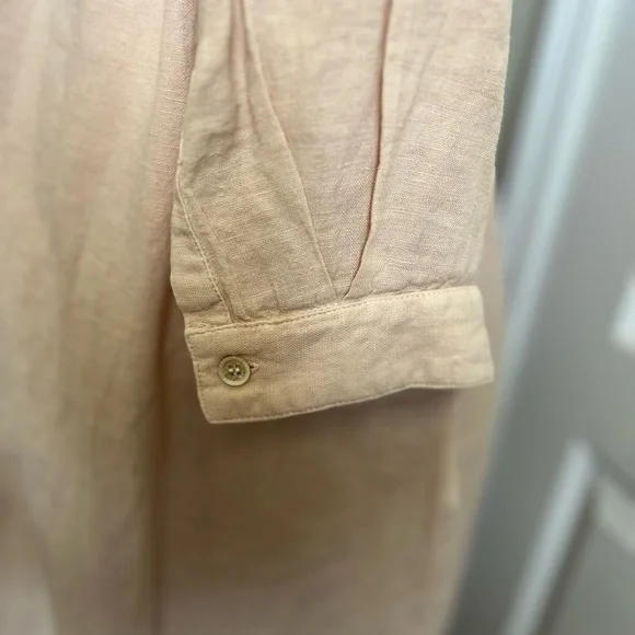 NWT ZARA linen button down midi shirt dress. Size L - Picture 9 of 10